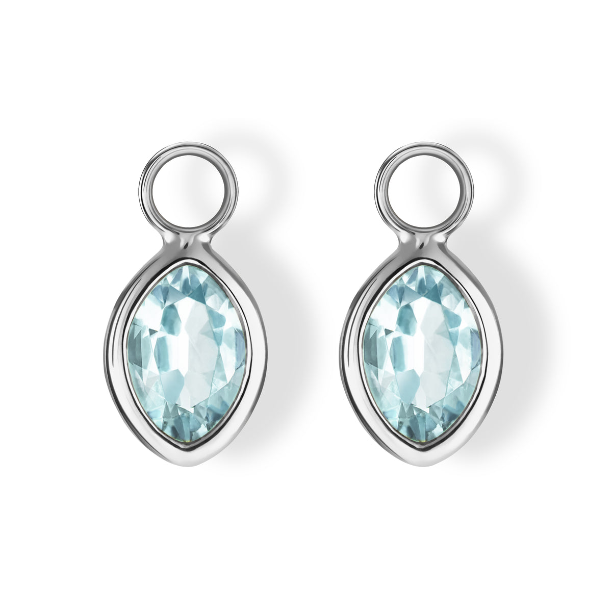 The Grace Charms Moval Cut Blue Topaz in Solid 18ct White Gold